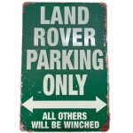 Retro wandbord "Land Rover Parking"