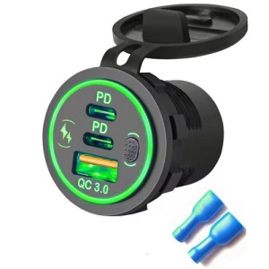 Triple USB lader 29mm rond